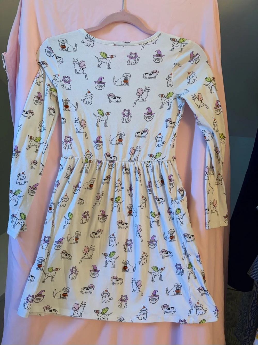 Cat & Jack Girls' White Long-Sleeve fall festive Print Dress